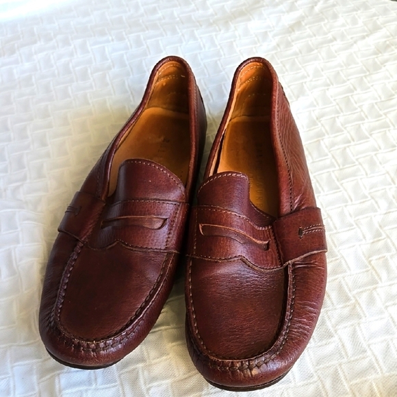 Ralph Lauren Men's Brown Leather Loafers Driving Driver Mocassin - Picture 1 of 6